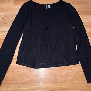 Front tie long sleeve top